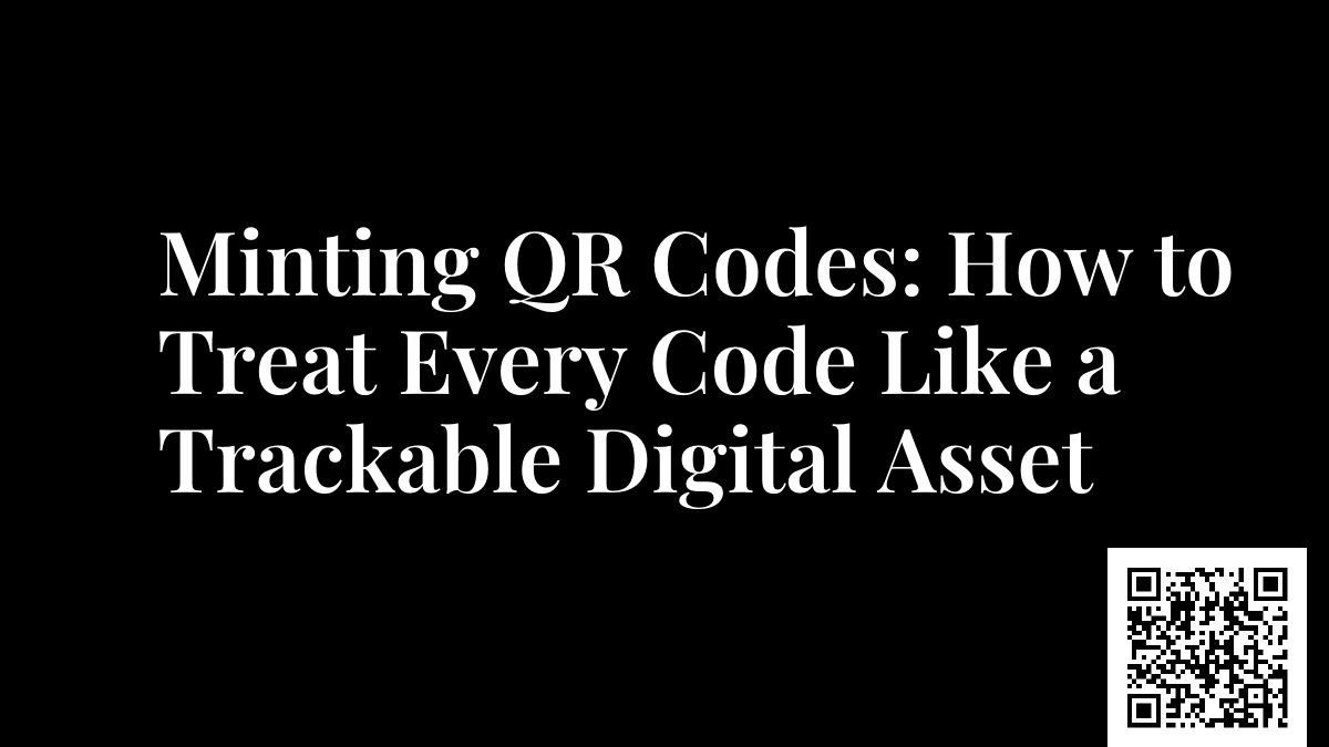 Minting QR Codes: How to Treat Every Code Like a Trackable Digital Asset