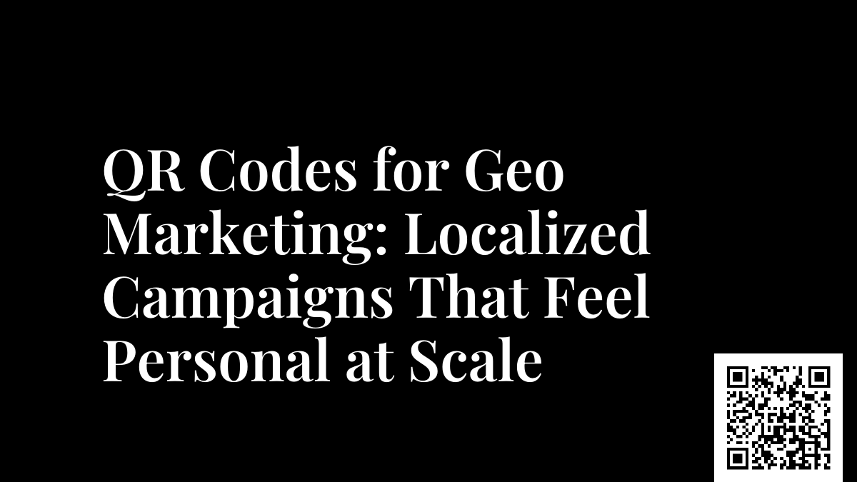 QR Codes for Geo Marketing: Localized Campaigns That Feel Personal at Scale