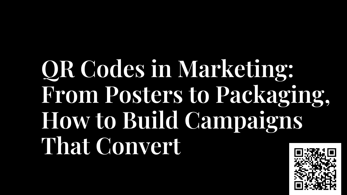 QR Codes in Marketing: From Posters to Packaging, How to Build Campaigns That Convert