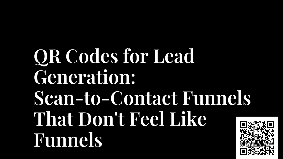 QR Codes for Lead Generation: Scan-to-Contact Funnels That Don't Feel Like Funnels